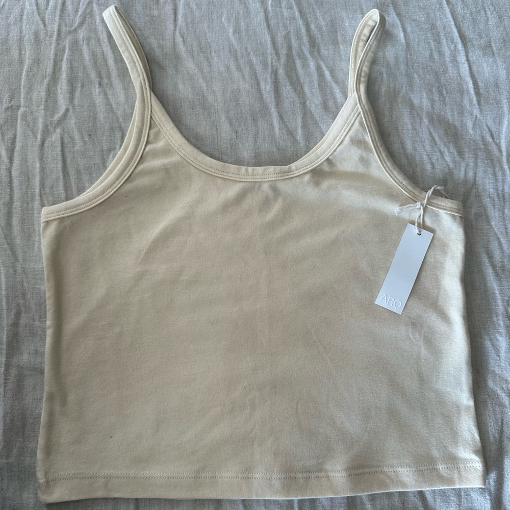 NWT ARQ Crop Tank Cropped Top Organic Cotton Cream XLarge
